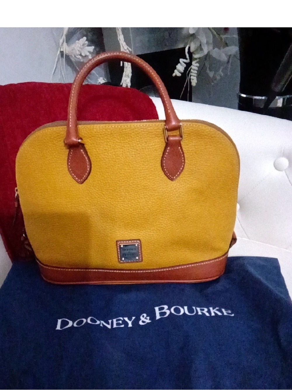 Dooney & Bourke Pebbled Leather Mustard Zip Dome Satchel # J8175599